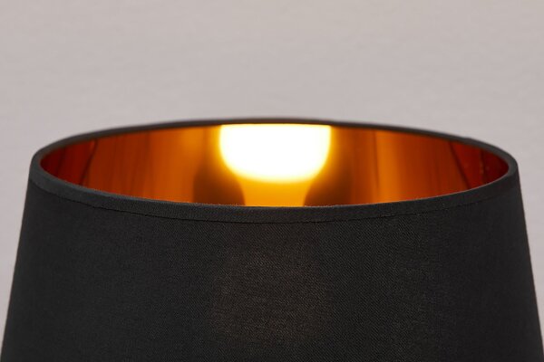 Tischlampe Schwarz Gold 75 cm hoch Pferd E27 Stoffschirm