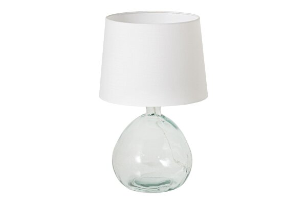 Tischleuchte Glas Stoff 42 cm Weiß E27 Retro Design