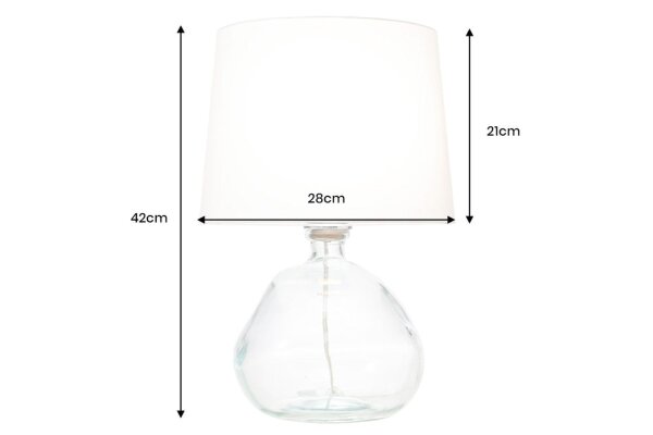 Tischleuchte Glas Stoff 42 cm Weiß E27 Retro Design