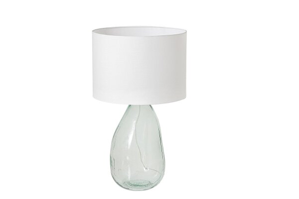 Tischlampe Glas Stoff 60 cm Transparent Weiß Retro E27
