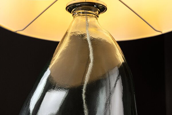 Tischlampe Glas Stoff 60 cm Transparent Weiß Retro E27