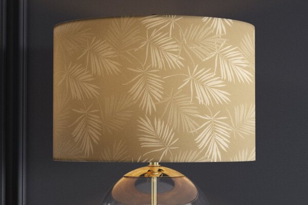 Tischlampe Glas Stoff 55 cm in Gold E27 elegant