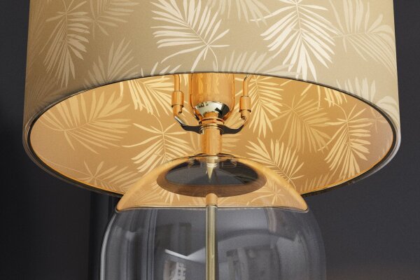 Tischlampe Glas Stoff 55 cm in Gold E27 elegant