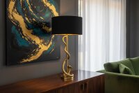 Tischlampe Metall Stoff 108 cm hoch Gold Schwarz E14...
