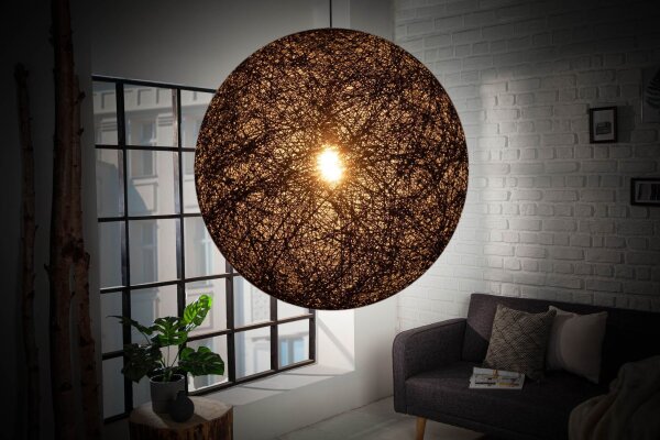 Pendelleuchte Kugel Korb Schirm Ø 60 cm Abacá Schwarz E27
