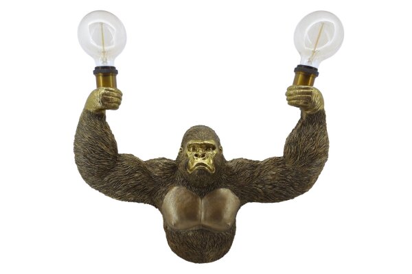 Wandlampe mit Kabel Schalter Affe B: 50 cm Polyresin