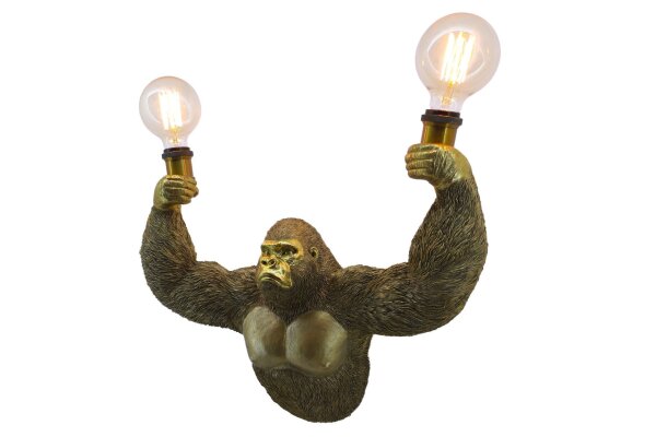 Wandlampe mit Kabel Schalter Affe B: 50 cm Polyresin