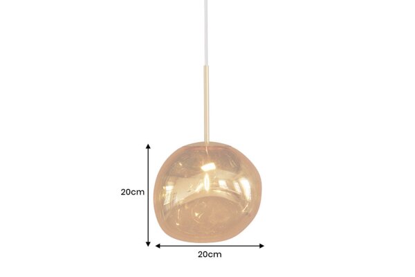 Hängelampe Glas Metall B: 20 cm H: max. 150 cm G9 in Gold