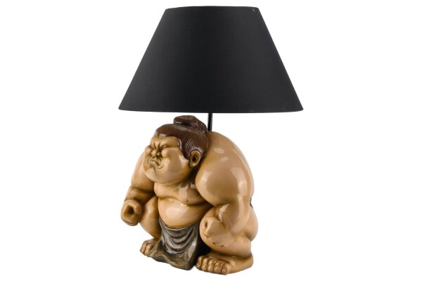 Tischlampe Beige Schwarz 49 cm Sumoringer E27 Handarbeit