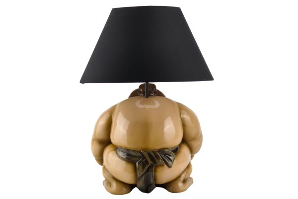 Tischlampe Beige Schwarz 49 cm Sumoringer E27 Handarbeit