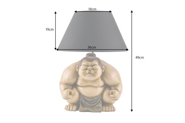 Tischlampe Beige Schwarz 49 cm Sumoringer E27 Handarbeit