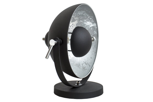 Tischleuchte Ø30cm rund Retro Schwarz Silber