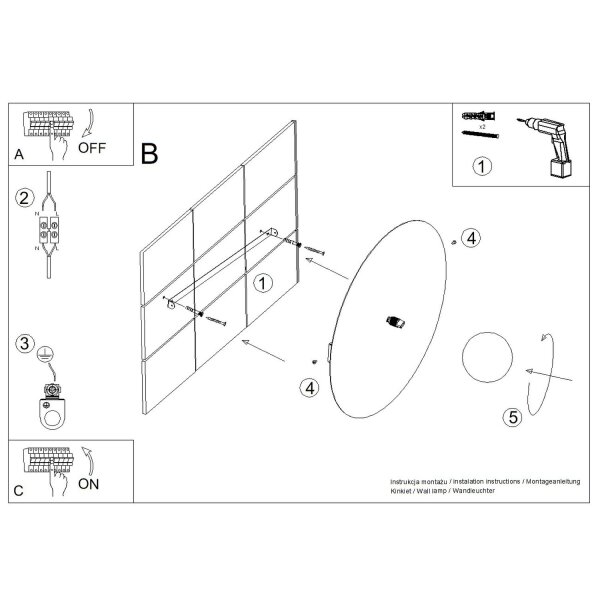 Wandleuchte Stahl Glas Kugel Braun Weiß G9 Ø50 cm rund