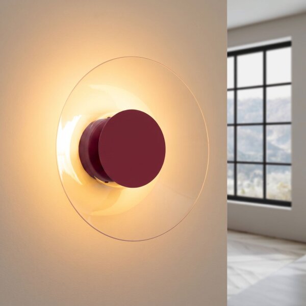 LED Wandleuchte Burgund Transparent 3000K B:28 cm rund