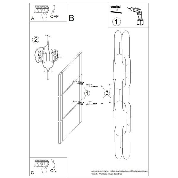 LED Wandleuchte dimmbar Push-DIM Beige 3000K H:91 cm
