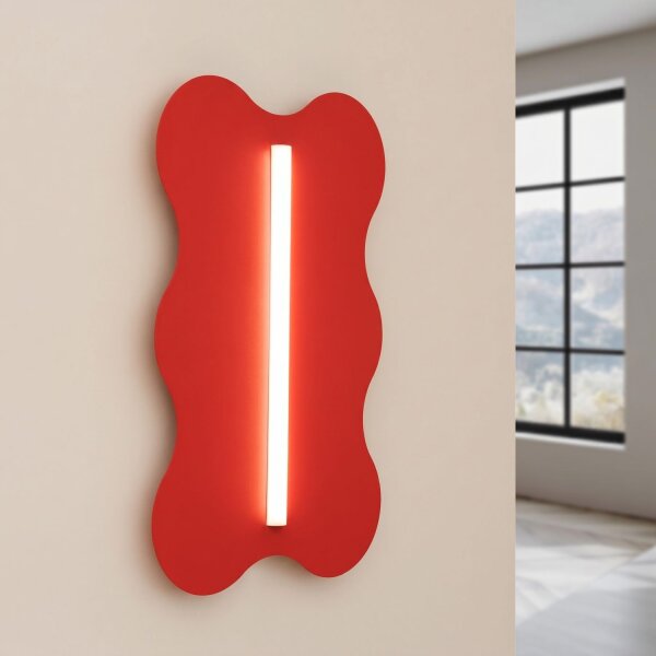 Wandlampe Rot Stahl S14d H:66 cm wohnlich dekorativ