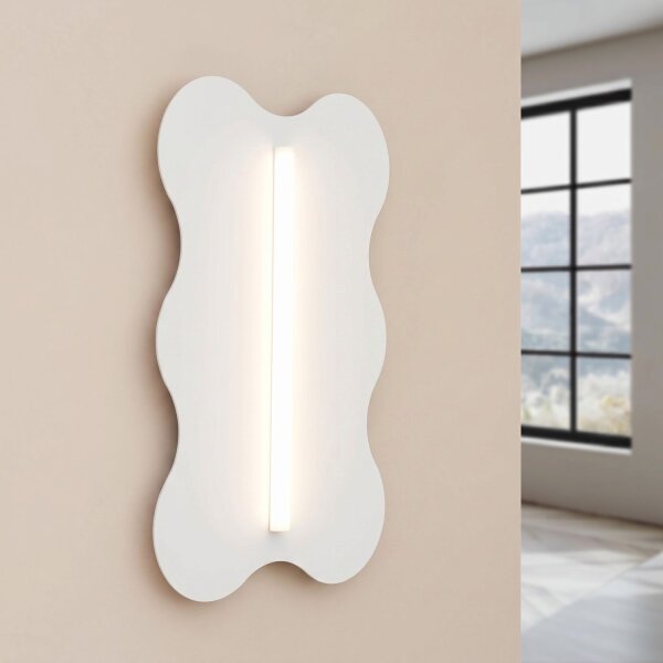 Wandleuchte Weiß Stahl S14d H:66 cm wohnlich dekorativ