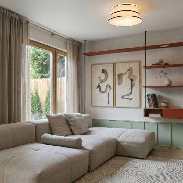 Deckenlampe Pergament Weiß E27 3-flammig B:60 cm Modern