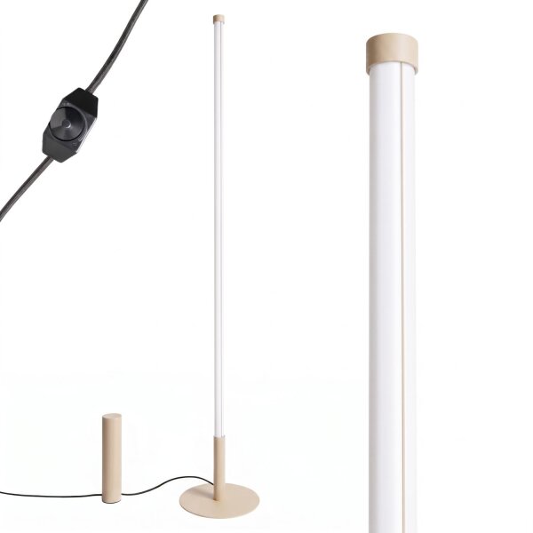 LED Stehlampe Beige dimmbar 4000K H:150 cm Ø3,5 cm rund