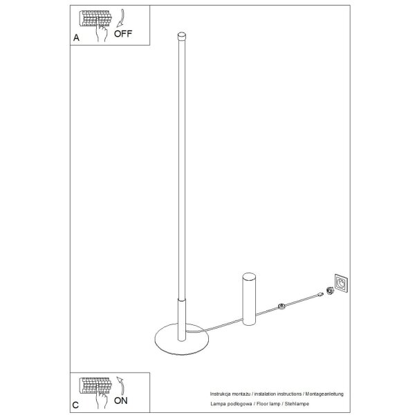 LED Stehlampe Beige dimmbar 4000K H:150 cm Ø3,5 cm rund