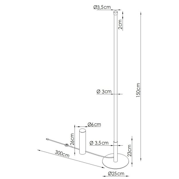 LED Stehleuchte dimmbar Push-DIM 3000K Ø3,5 cm H:150 cm