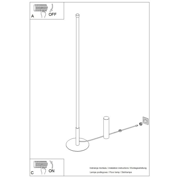 LED Stehleuchte dimmbar Push-DIM Rot 3000K 150 cm