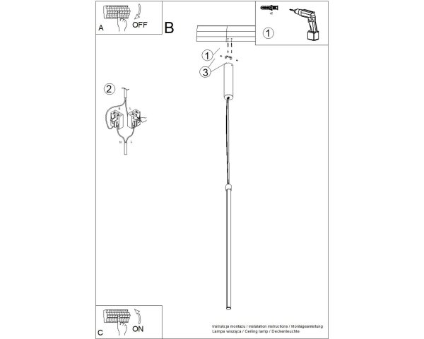 LED Pendelleuchte dimmbar Push-DIM Gelb 3000K Ø3 cm