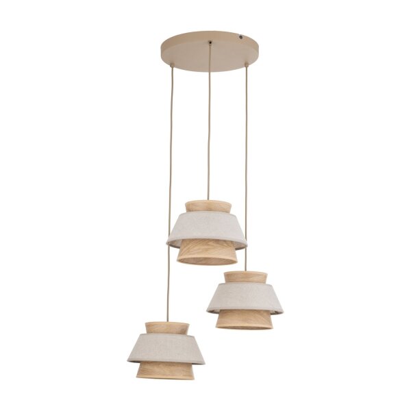 Pendelleuchte blendarm Beige Natur Grau E27 B:47 cm