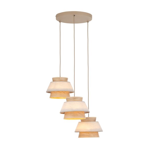 Pendelleuchte blendarm Beige Natur Grau E27 B:47 cm