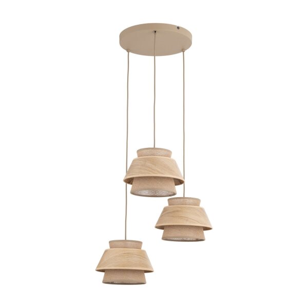 Hängelampe blendarm Beige Natur E27 B:47 cm 3-flammig