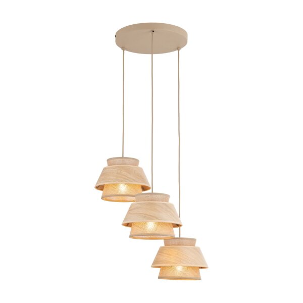 Hängelampe blendarm Beige Natur E27 B:47 cm 3-flammig