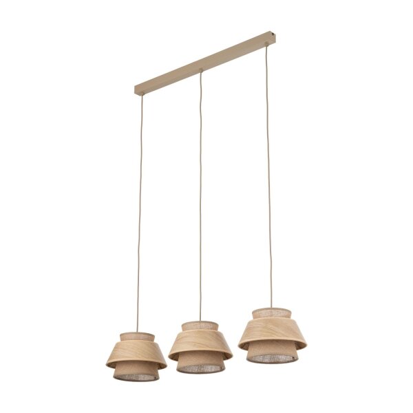 XXL Pendelleuchte Beige Natur E27 120 cm lang blendarm