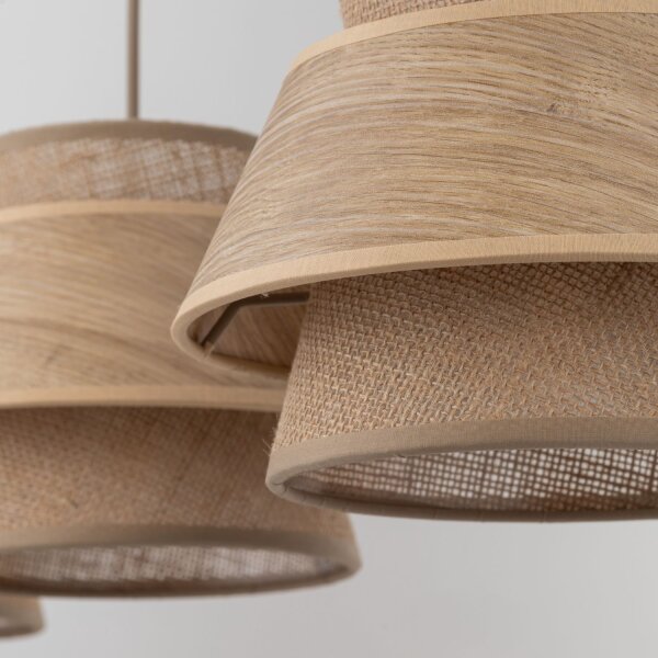 XXL Pendelleuchte Beige Natur E27 120 cm lang blendarm