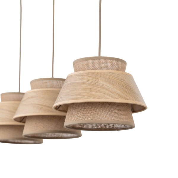 XXL Pendelleuchte Beige Natur E27 120 cm lang blendarm