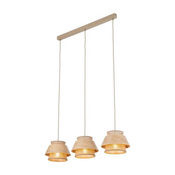 XXL Pendelleuchte Beige Natur E27 120 cm lang blendarm