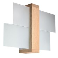 Wandlampe Skandinavisch Holz Glas E27 L:43 cm blendarm
