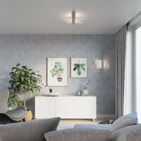 Wandlampe Skandinavisch Holz Glas E27 L:43 cm blendarm