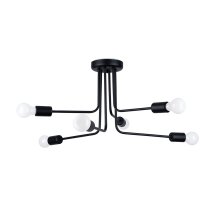 Deckenlampe Retro Schwarz Stahl E27 L:68 cm 6-flammig