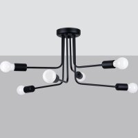 Deckenlampe Retro Schwarz Stahl E27 L:68 cm 6-flammig