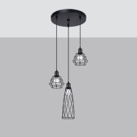 Hängelampe 3-flammig Schwarz Stahl Ø38 cm E14...