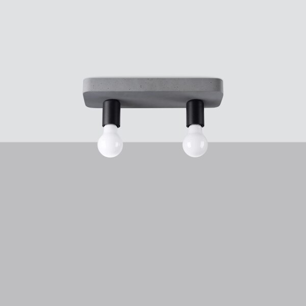 Deckenlampe Beton Grau Industrie E27 2-flammig L:35 cm