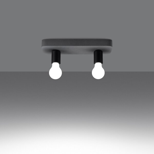 Deckenlampe Beton Grau Industrie E27 2-flammig L:35 cm