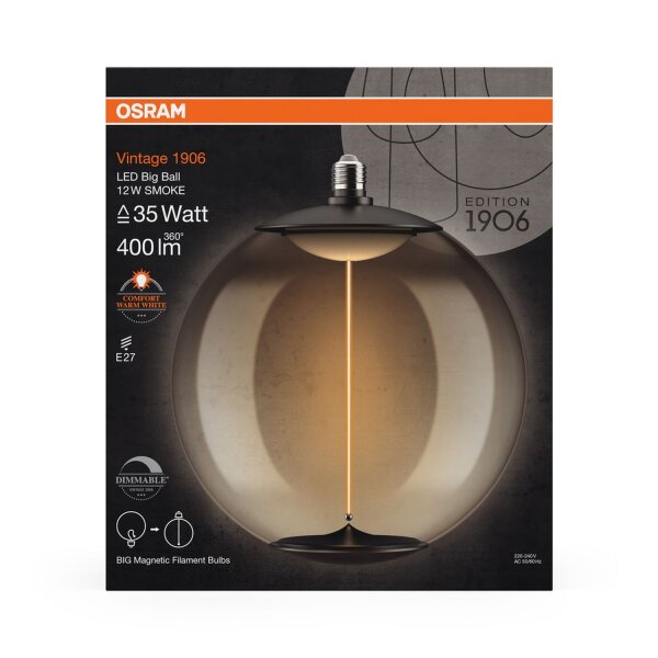 LED Leuchtmittel E27 groß Ø 28cm 1800K 400lm OSRAM