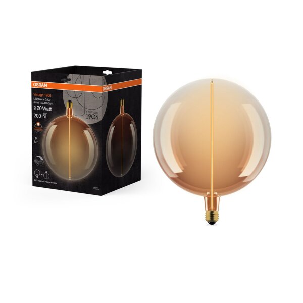 LED Leuchtmittel rund Ø 20cm Glas Braun E27 1800K 200lm OSRAM