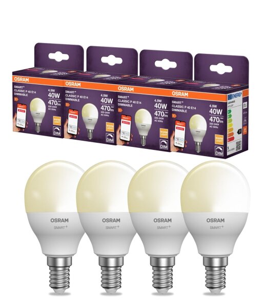 LED Leuchtmittel 4er Set E14 2700K 470lm Smart Dimmbar OSRAM