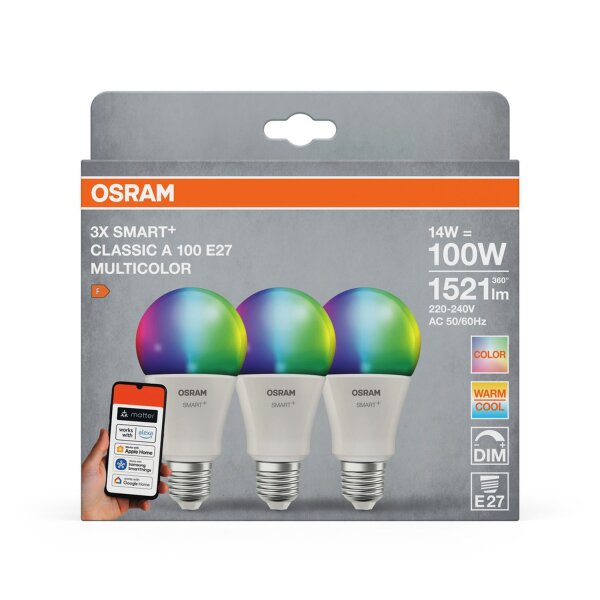 LED Leuchtmittel Smart RGB CCT Dimmbar E27 3er Set OSRAM