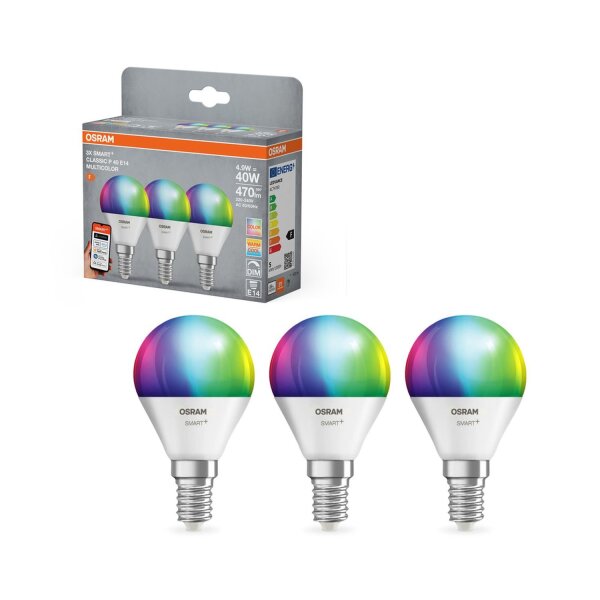 LED Leuchtmittel Smart 3er Set E14 RGB CCT 470 lm OSRAM