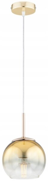 Pendelleuchte Glas Metall Gold E27 Ø15 cm Modern Leuchte