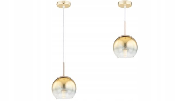 Pendelleuchte Glas Metall Gold E27 Ø15 cm Modern Leuchte