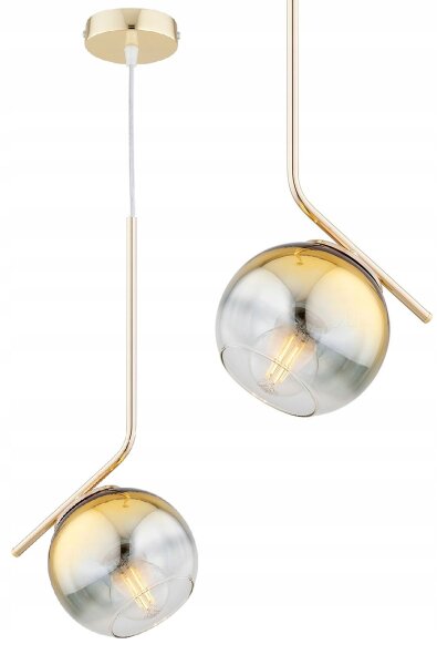 Pendelleuchte Glas Metall Gold E27 Modern wohnlich Leuchte